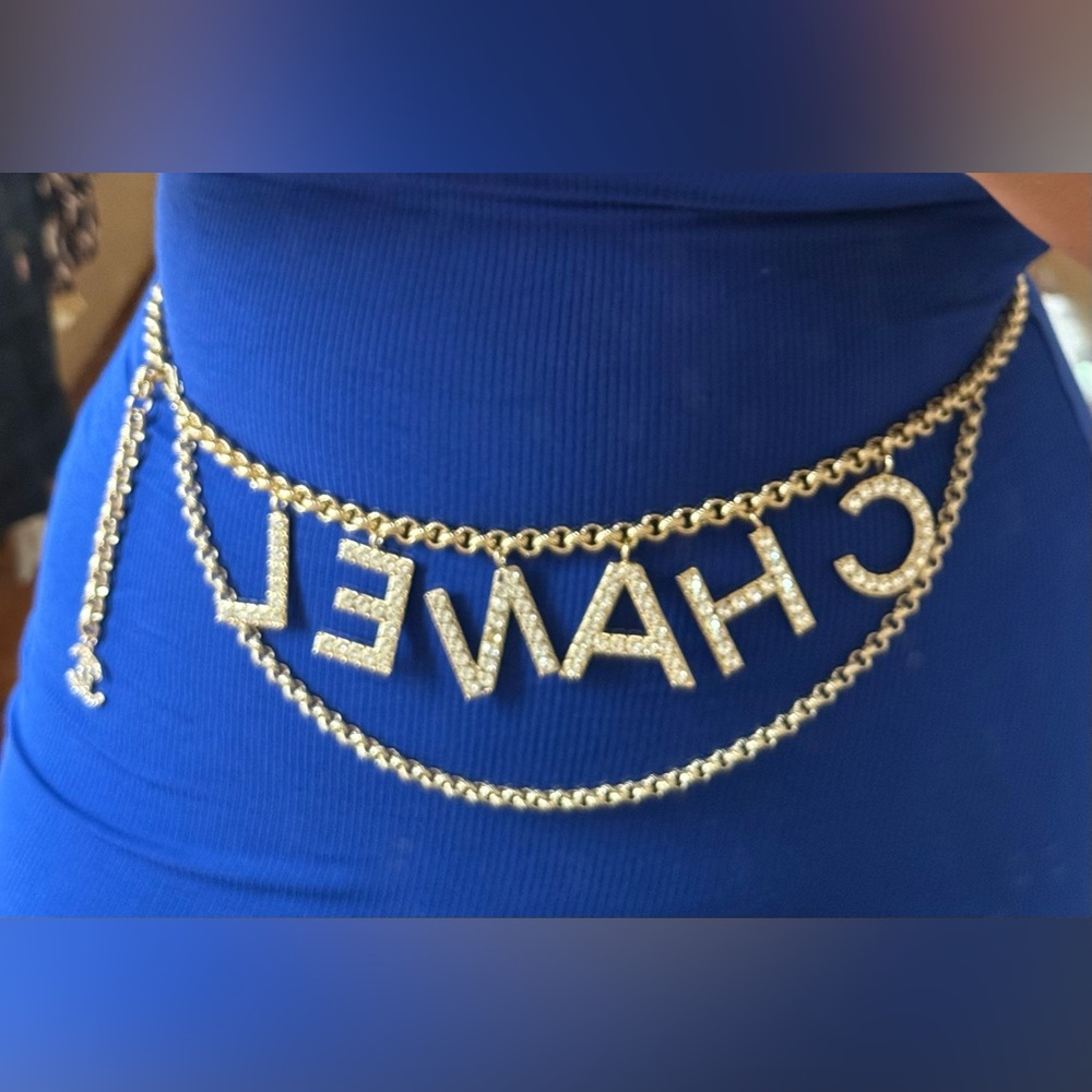 CHANEL Gold Logo Chain Belt